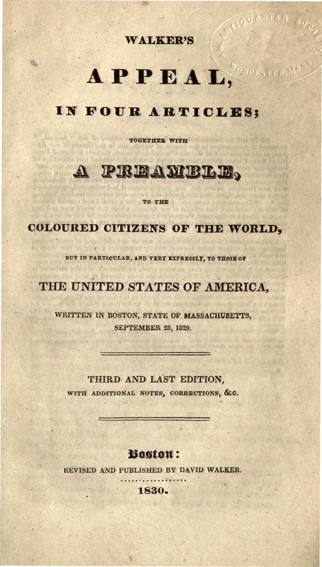 Walker's Appeal title page